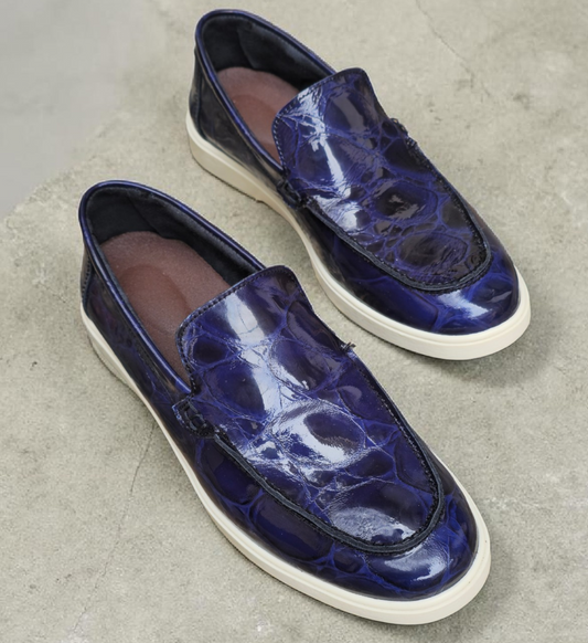 Loafers Timsah Indigo Cuir