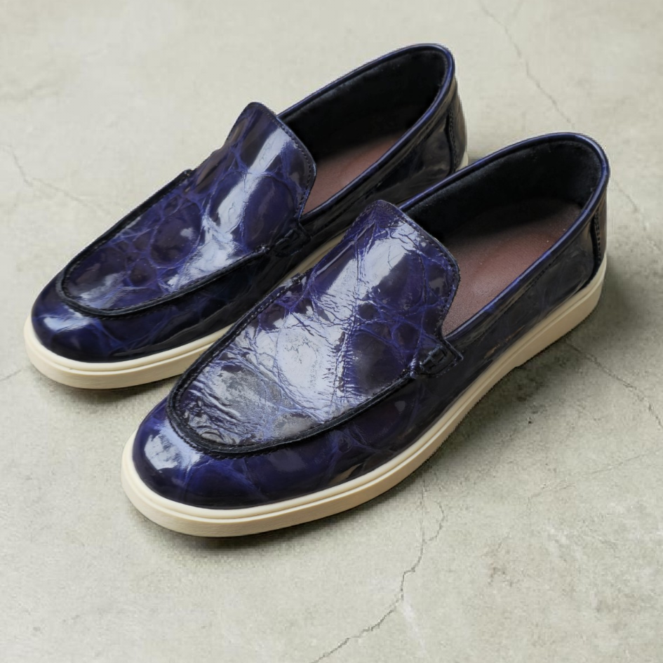 Loafers Timsah Indigo Cuir