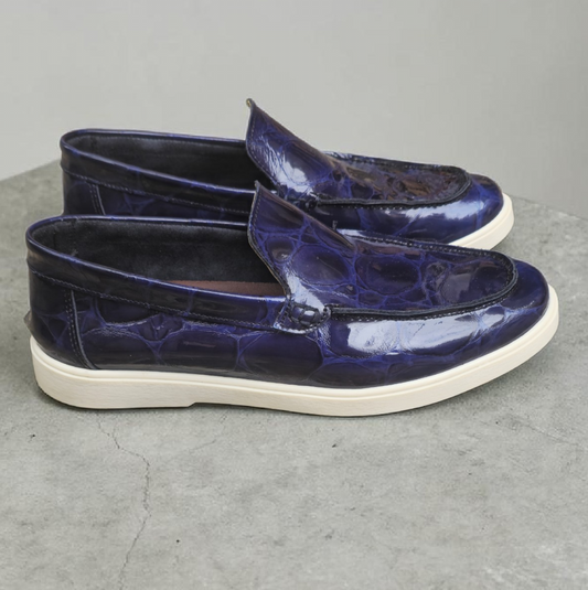 Loafers Timsah Indigo Cuir
